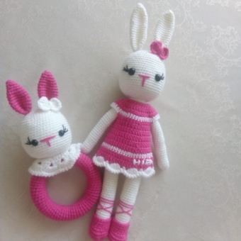 Amigurumi Tavşan ve çıngırak set