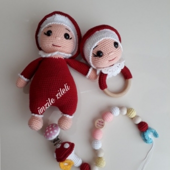 Amigurumi Mantar Çıngırak Üçlü Set
