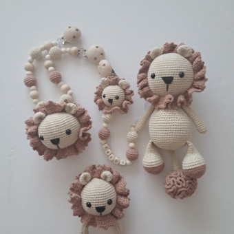 Amigurumi 4'lü Aslan Çıngırak Seti