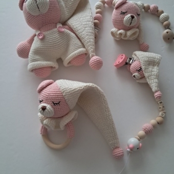 Amigurumi 4'lü Ayıcık Çıngırak Seti