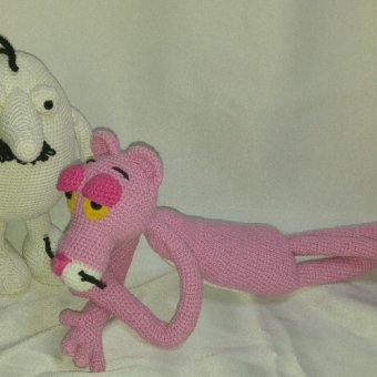 Amigurumi Pembe Panter ve Beyaz Adam