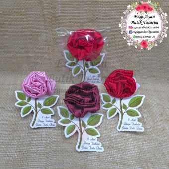 Kadınlar Günü Hediyesi Gül Saten Toka