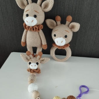 Amigurumi Zürafa Oyun Seti (Krem)